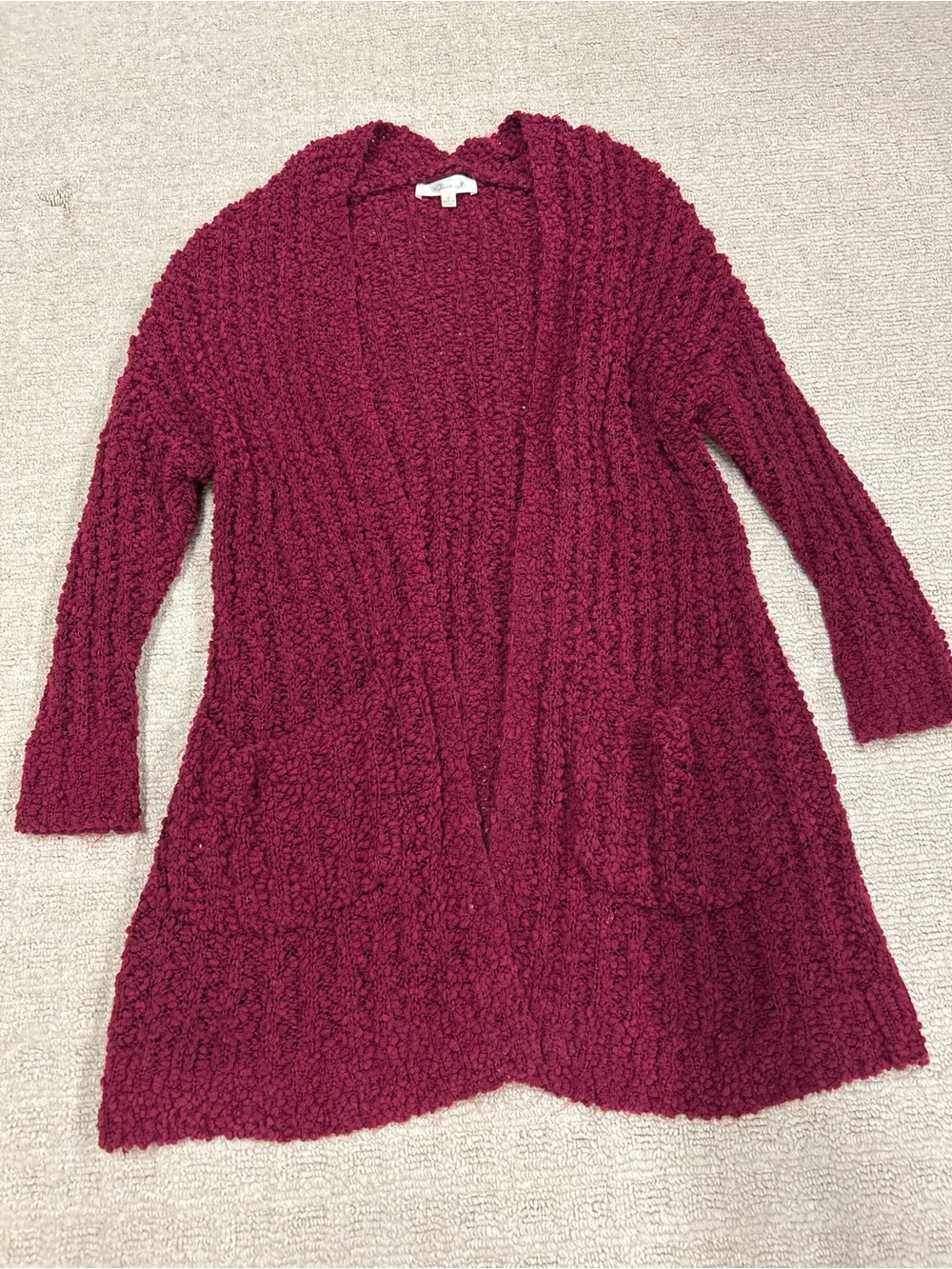 Reborn Plush Cardigan in Berry